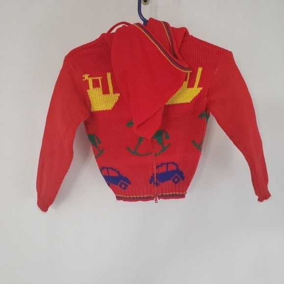 Vintage 80s Novelty Knit Boys Colorblock Sweater size 12 Coloful Primary Colors - Picture 4 of 10